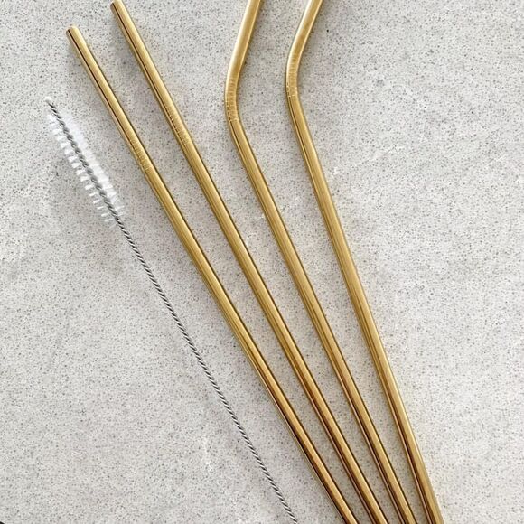 NWT Gold Stainless Steel Straws - Picture 1 of 3